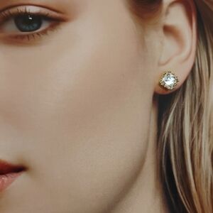 CZ Gold Tone Crown Study Earrings